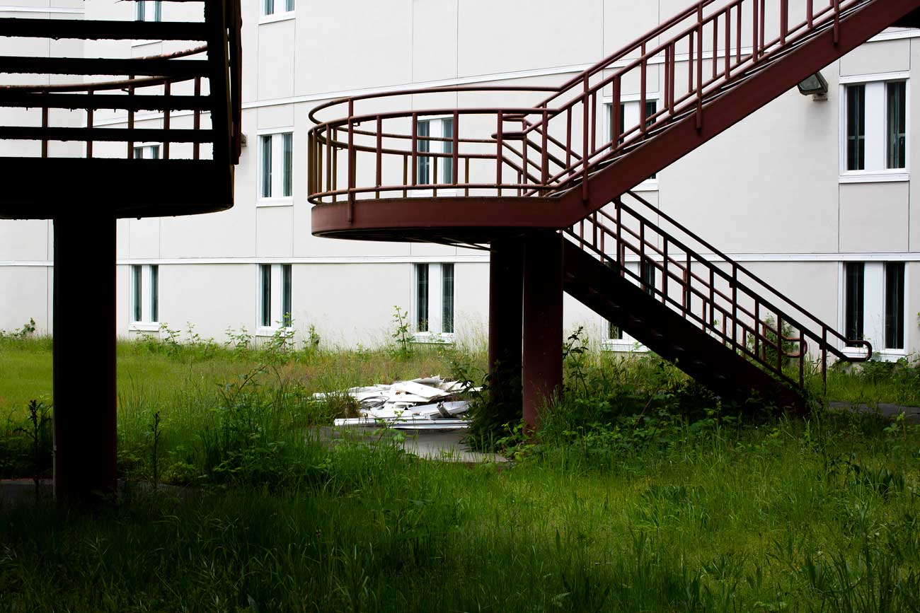 Stairs outside the newer prison buildings on McNeil Island.